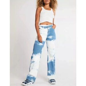 ONDON 'Cloud Print Boyfriend Fit Jeans' - Blue White - Women's Size 27
